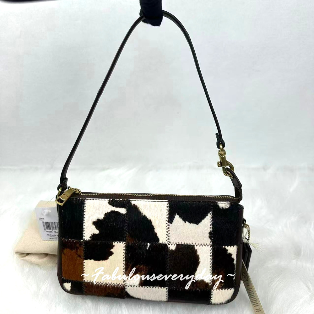 Coach Plaza Bag Shoulder Bag In Upcrafted Haircalf With Cow Print CEM96 NWT